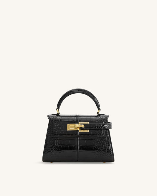 Elise Top Handle Bag - Black Croc | JW PEI