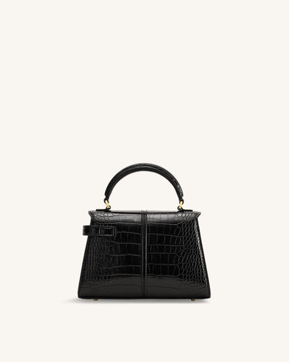 Elise Top Handle Bag - Black Croc | JW PEI