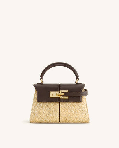 Elise Faux Straw Handbag - Brown | JW PEI