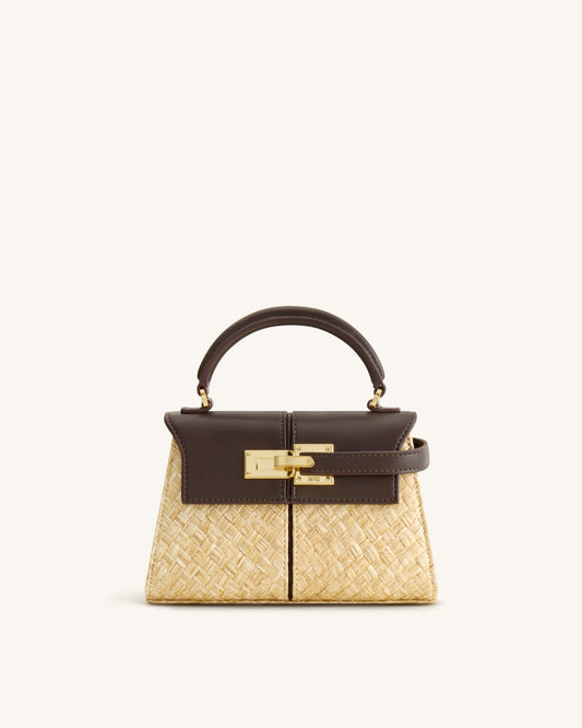 Elise Faux Straw Handbag - Brown | JW PEI