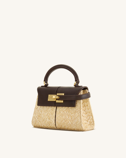 Elise Faux Straw Handbag - Brown | JW PEI