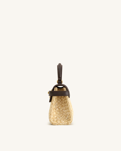 Elise Faux Straw Handbag - Brown | JW PEI