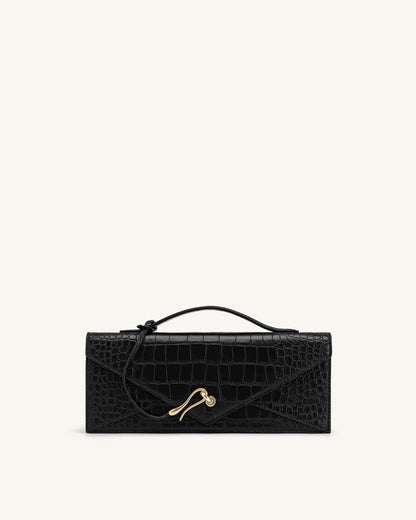 Celeste Envelope Top Handle Bag - Black Croc | JW PEI