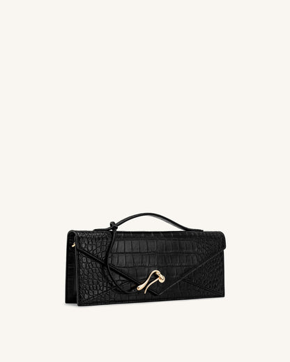 Celeste Envelope Top Handle Bag - Black Croc | JW PEI