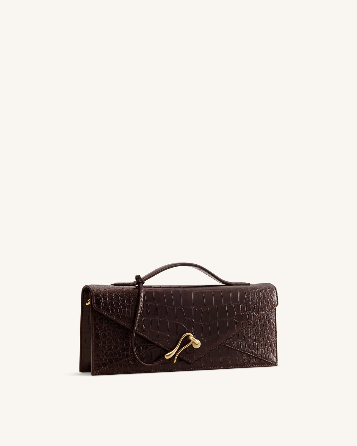 Celeste Envelope Top Handle Bag - Dark Brown Croc | JW PEI
