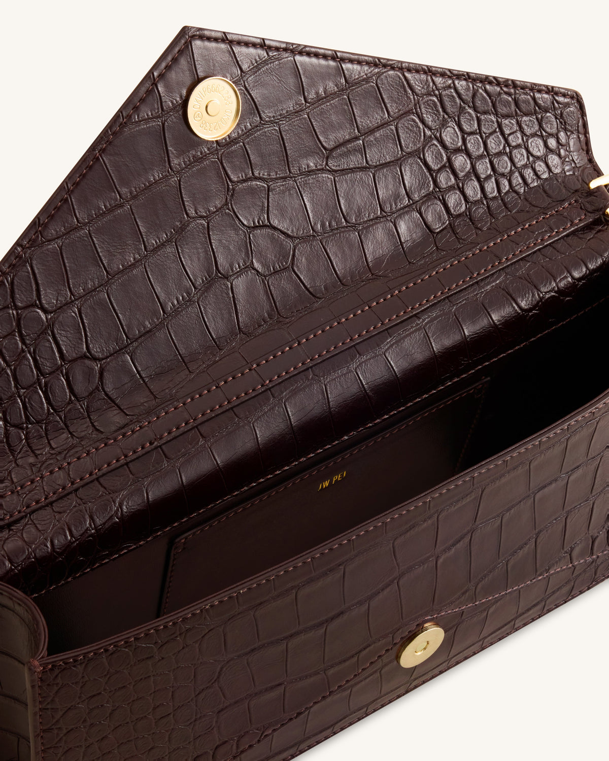 Celeste Envelope Top Handle Bag - Dark Brown Croc | JW PEI