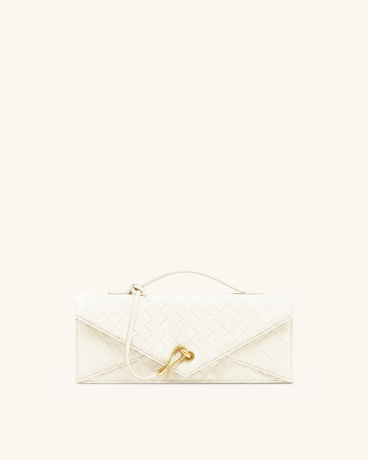 Celeste Faux Suede Woven Textured Envelope Top Handle Bag - White | JW PEI