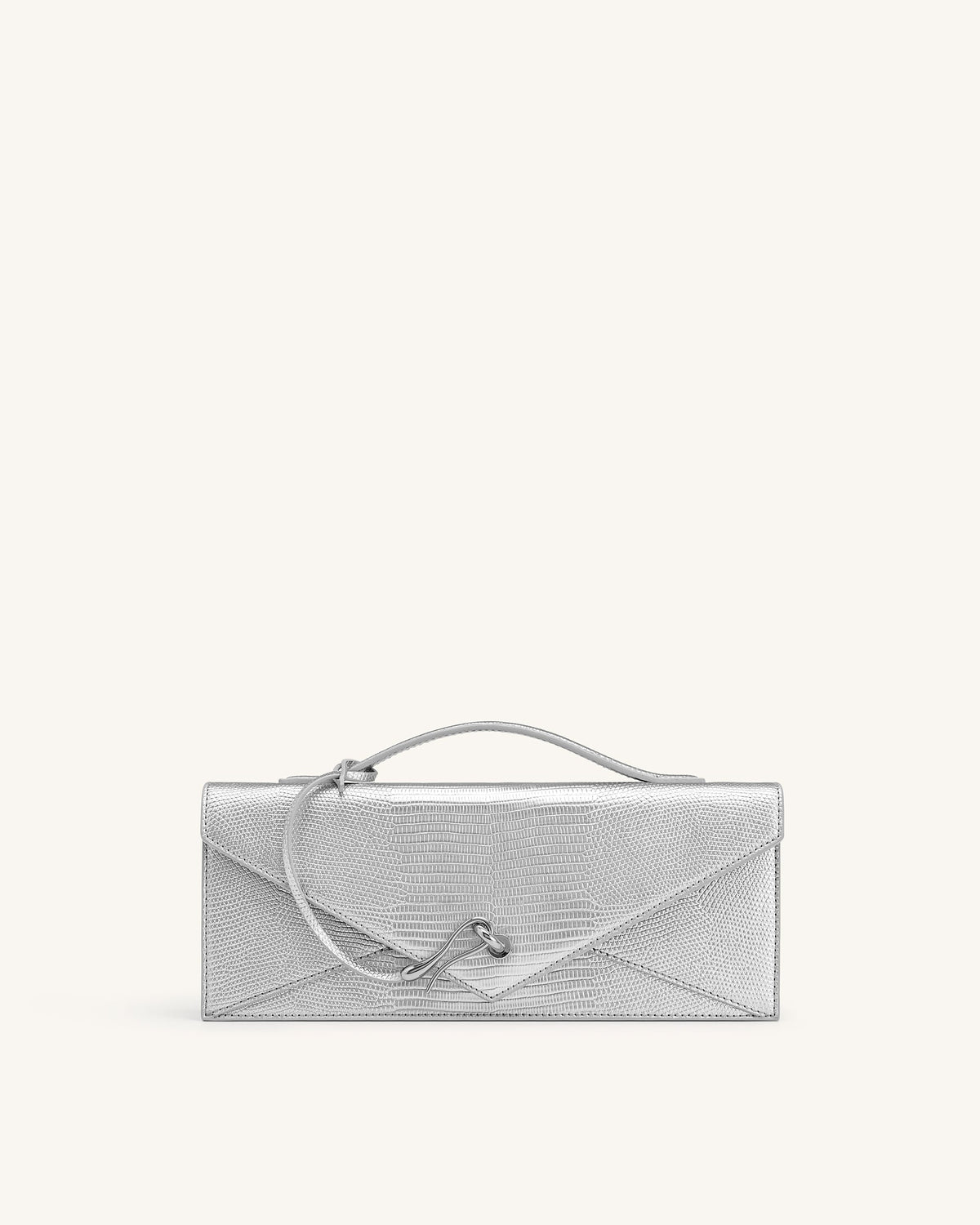 Celeste Envelope Top Handle Bag - Silver Lizard Texture | JW PEI
