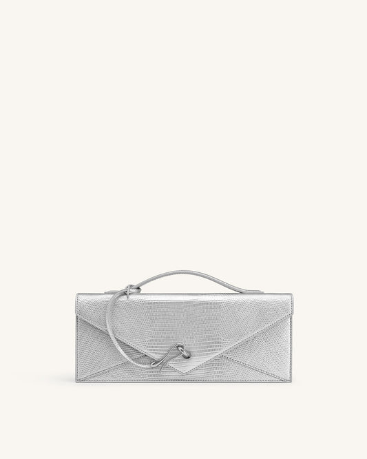 Celeste Envelope Top Handle Bag - Silver Lizard Texture | JW PEI