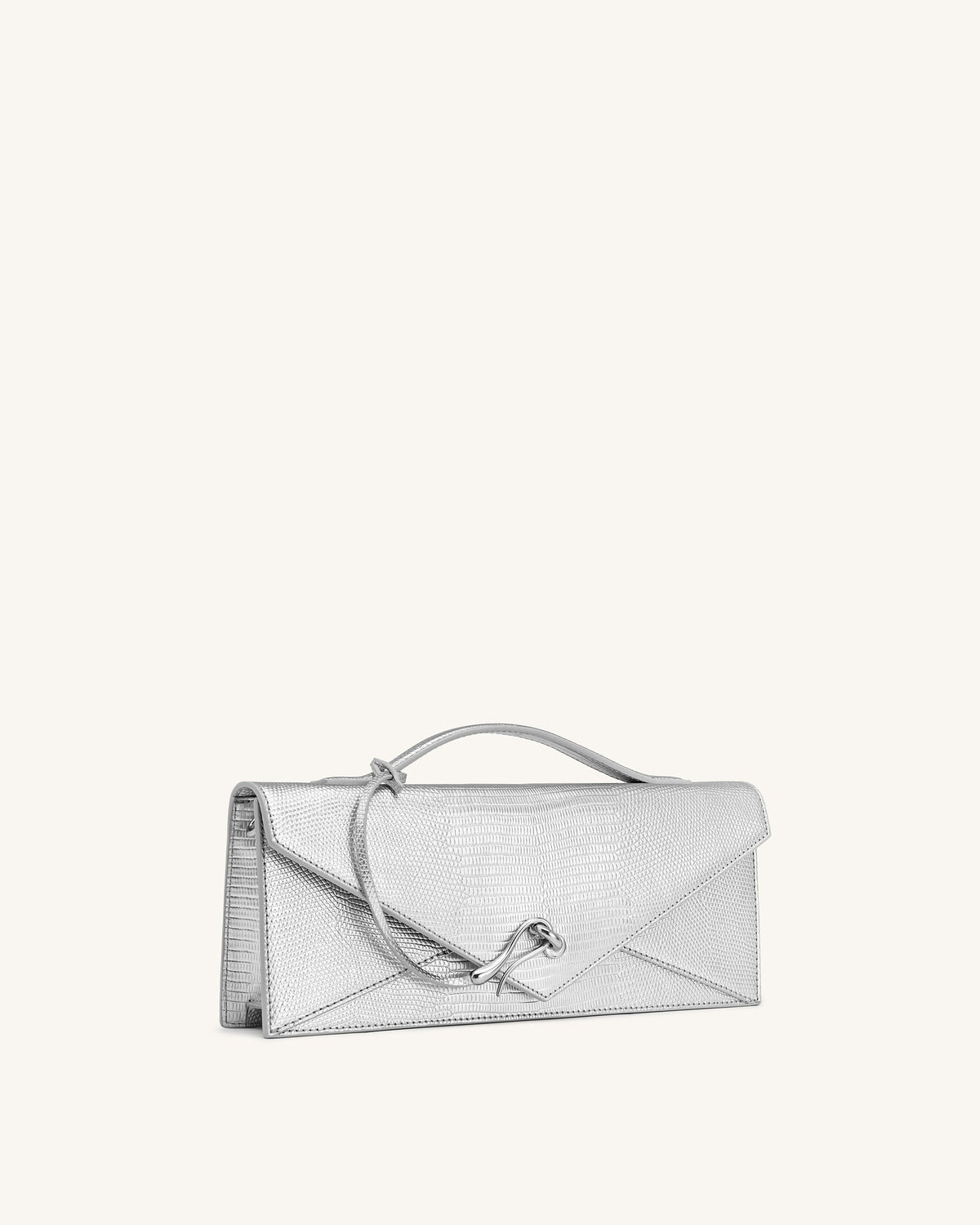 Celeste Envelope Top Handle Bag - Silver Lizard Texture | JW PEI