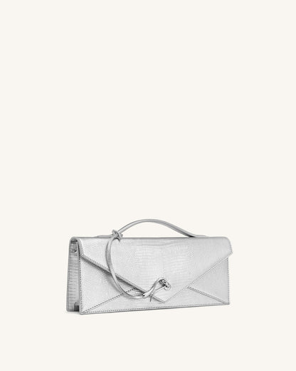 Celeste Envelope Top Handle Bag - Silver Lizard Texture | JW PEI