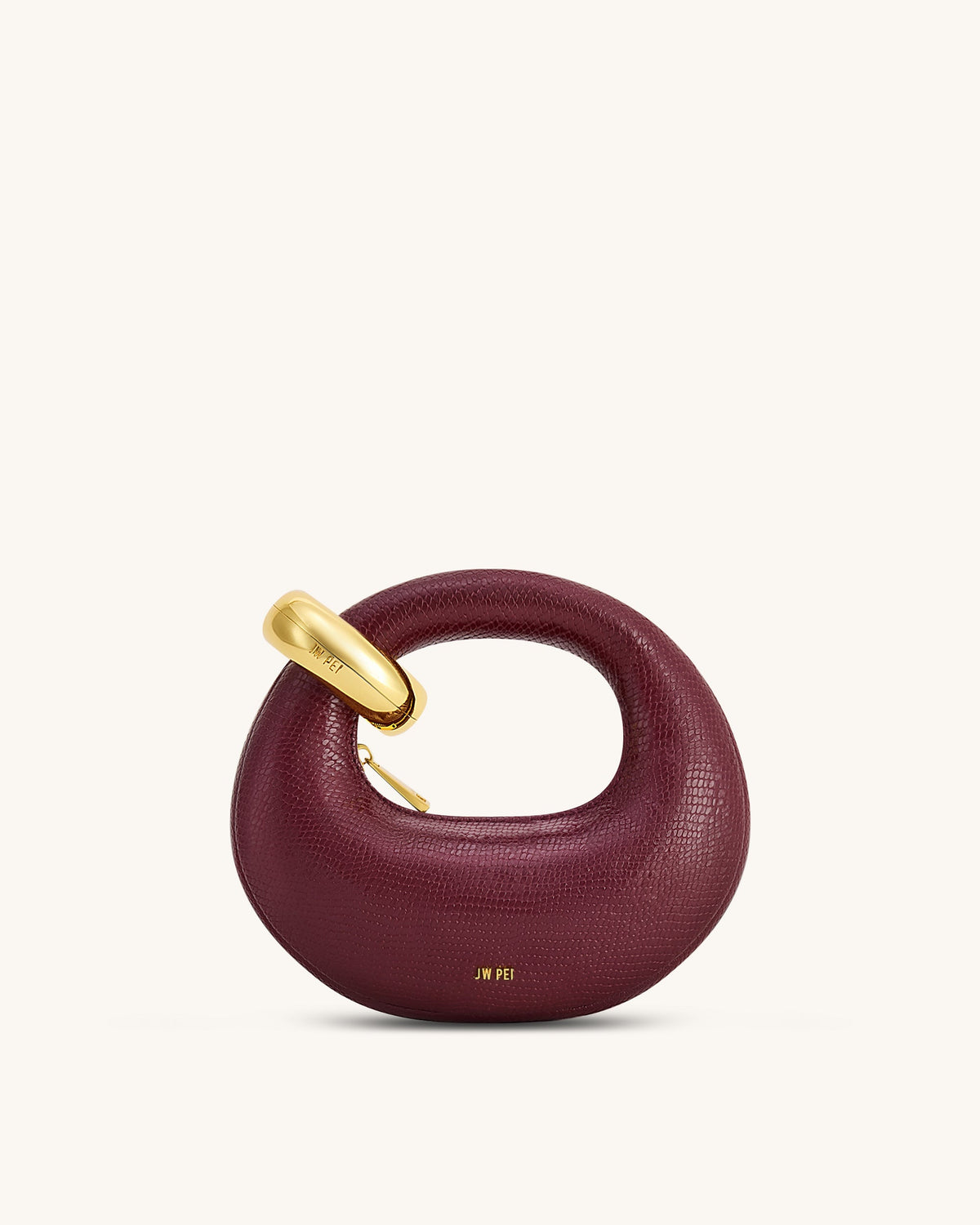 Abacus Faux Snake-Effect Mini Top Handle Bag - Burgundy | JW PEI