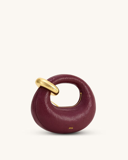 Abacus Faux Snake-Effect Mini Top Handle Bag - Burgundy | JW PEI