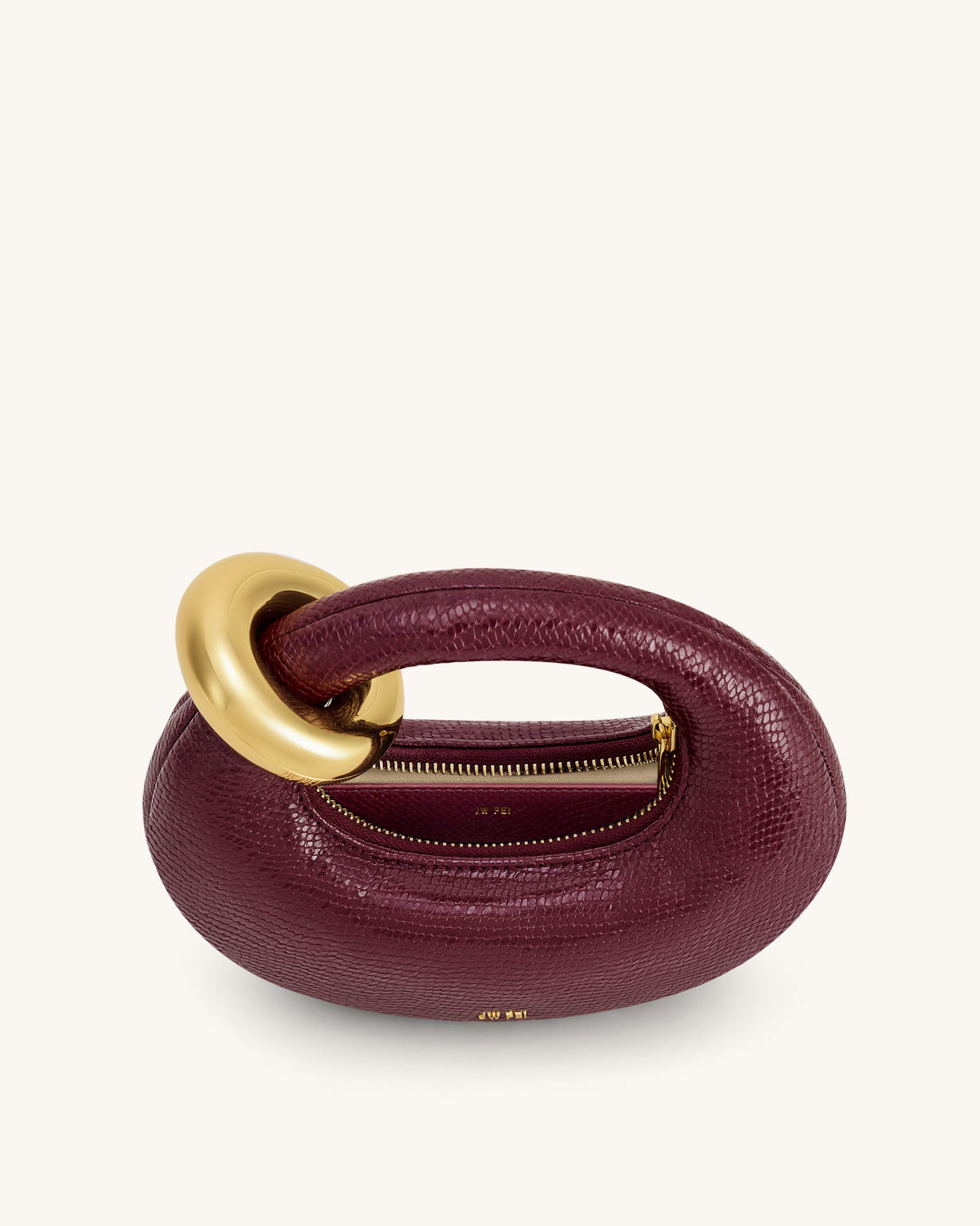 Abacus Faux Snake-Effect Mini Top Handle Bag - Burgundy | JW PEI