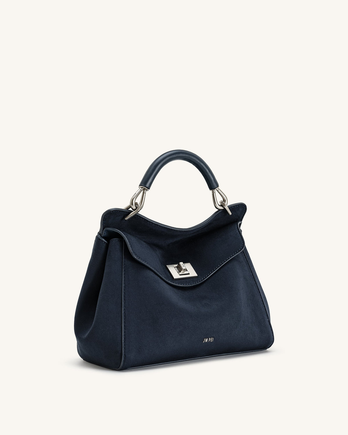 Lucia Classic Faux Suede Top Handle Bag - Navy Blue | JW PEI