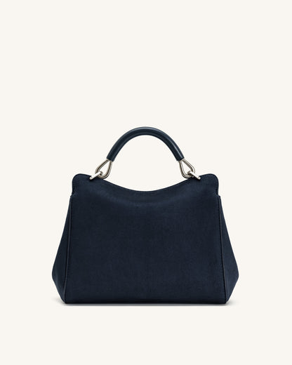 Lucia Classic Faux Suede Top Handle Bag - Navy Blue | JW PEI