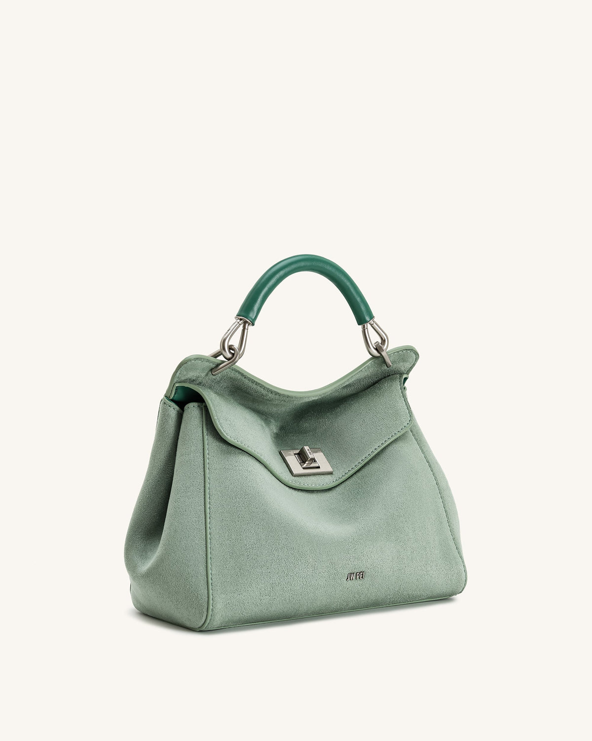Lucia Classic Faux Suede Top Handle Bag - Matcha Green | JW PEI