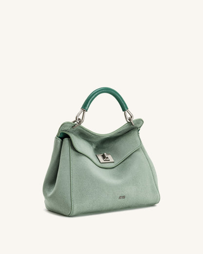 Lucia Classic Faux Suede Top Handle Bag - Matcha Green | JW PEI