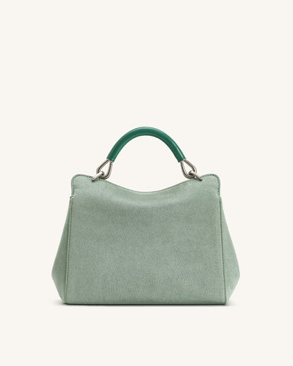 Lucia Classic Faux Suede Top Handle Bag - Matcha Green | JW PEI