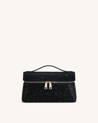 Thea Artificial Crystal Top Handle Bag - Black | JW PEI