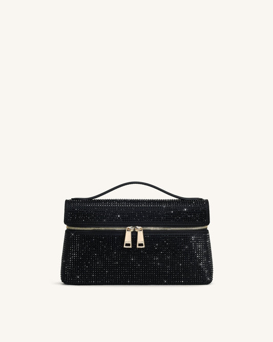 Thea Artificial Crystal Top Handle Bag - Black | JW PEI