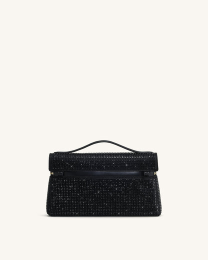Thea Artificial Crystal Top Handle Bag - Black | JW PEI