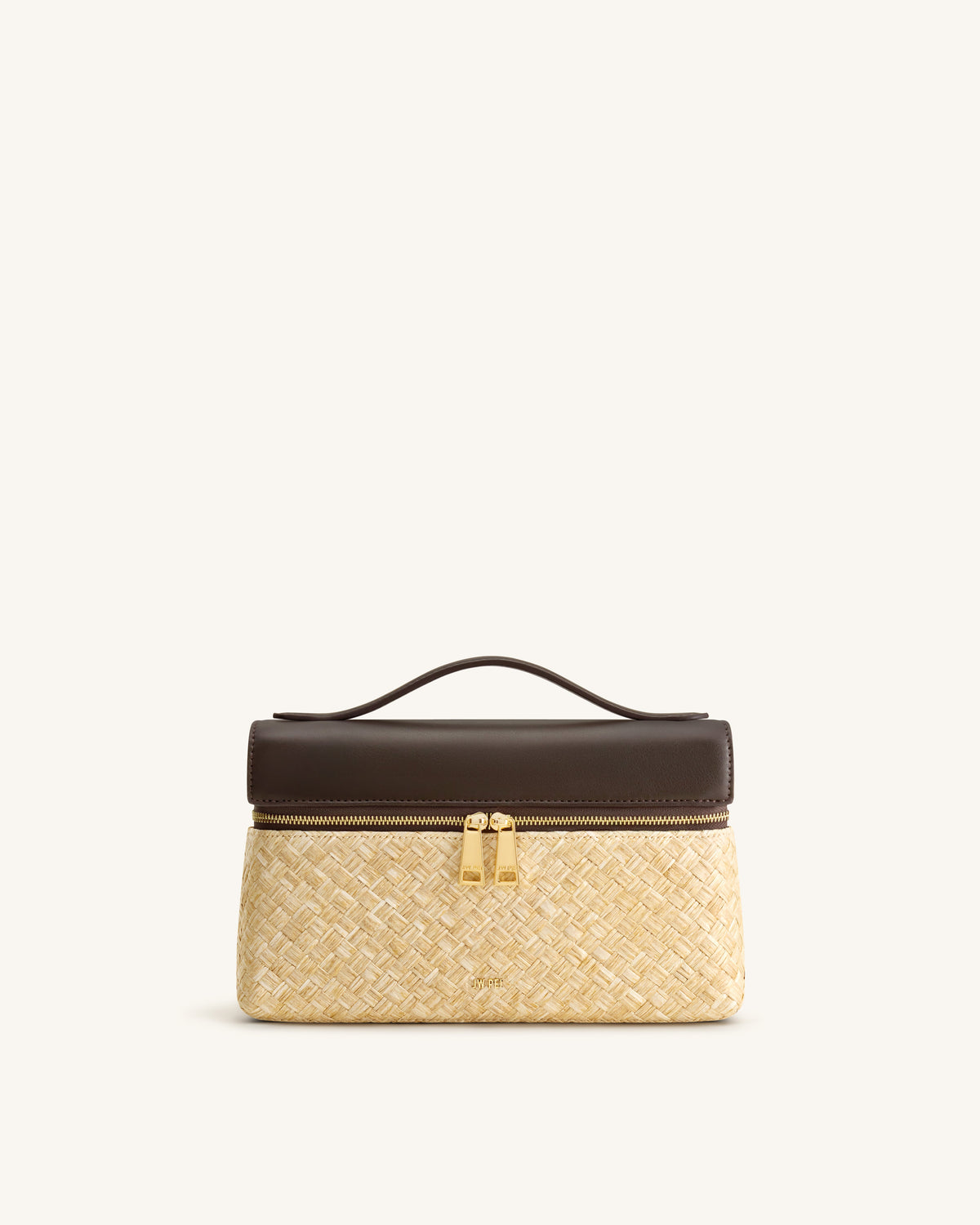 Thea Faux Straw Top Handle Bag - Brown | JW PEI