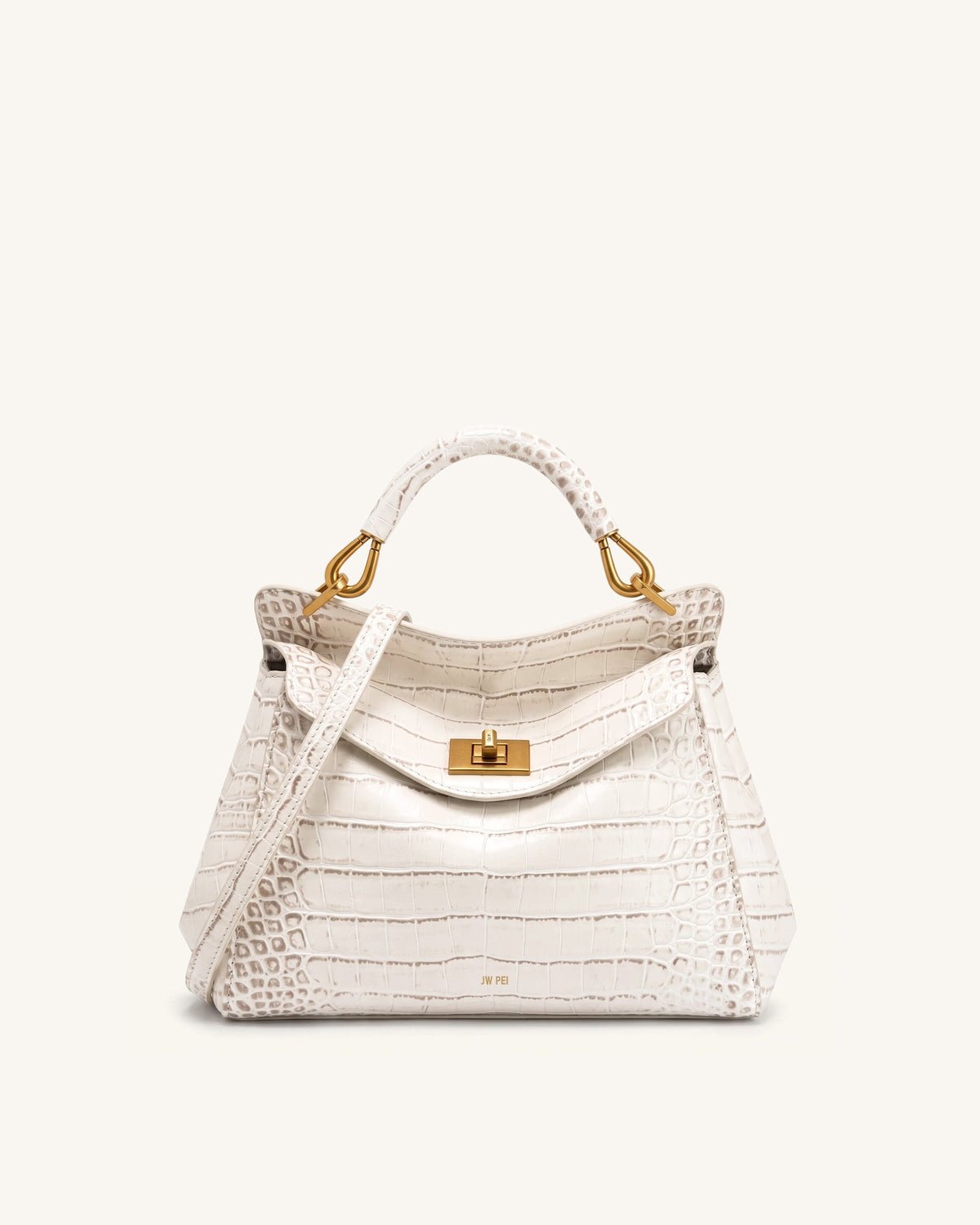 Lucia Classic Top Handle Bag - Off White Croc | JW PEI