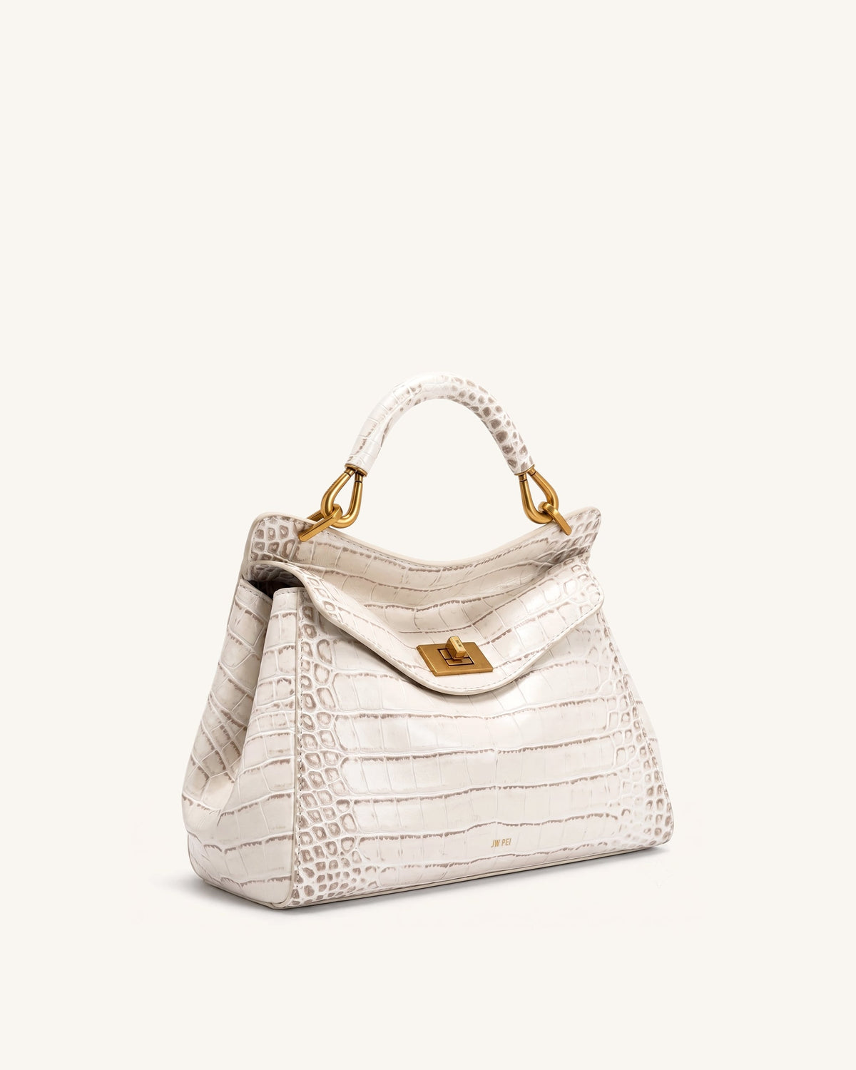 Lucia Classic Top Handle Bag - Off White Croc | JW PEI