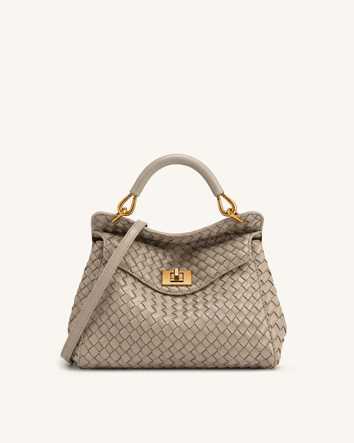 Lucia Classic Woven Top Handle Bag - Mud Gray | JW PEI