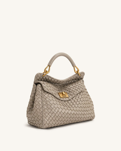 Lucia Classic Woven Top Handle Bag - Mud Gray | JW PEI