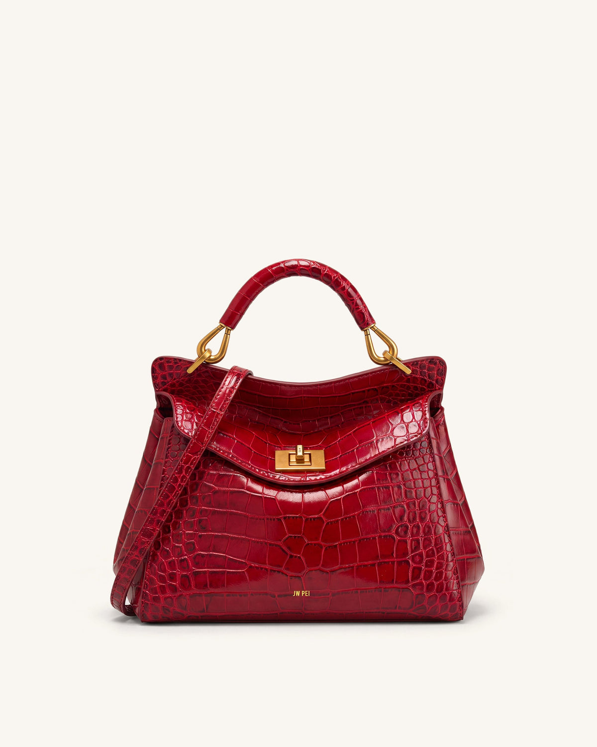 Lucia Classic Top Handle Bag - Burgundy Croc | JW PEI