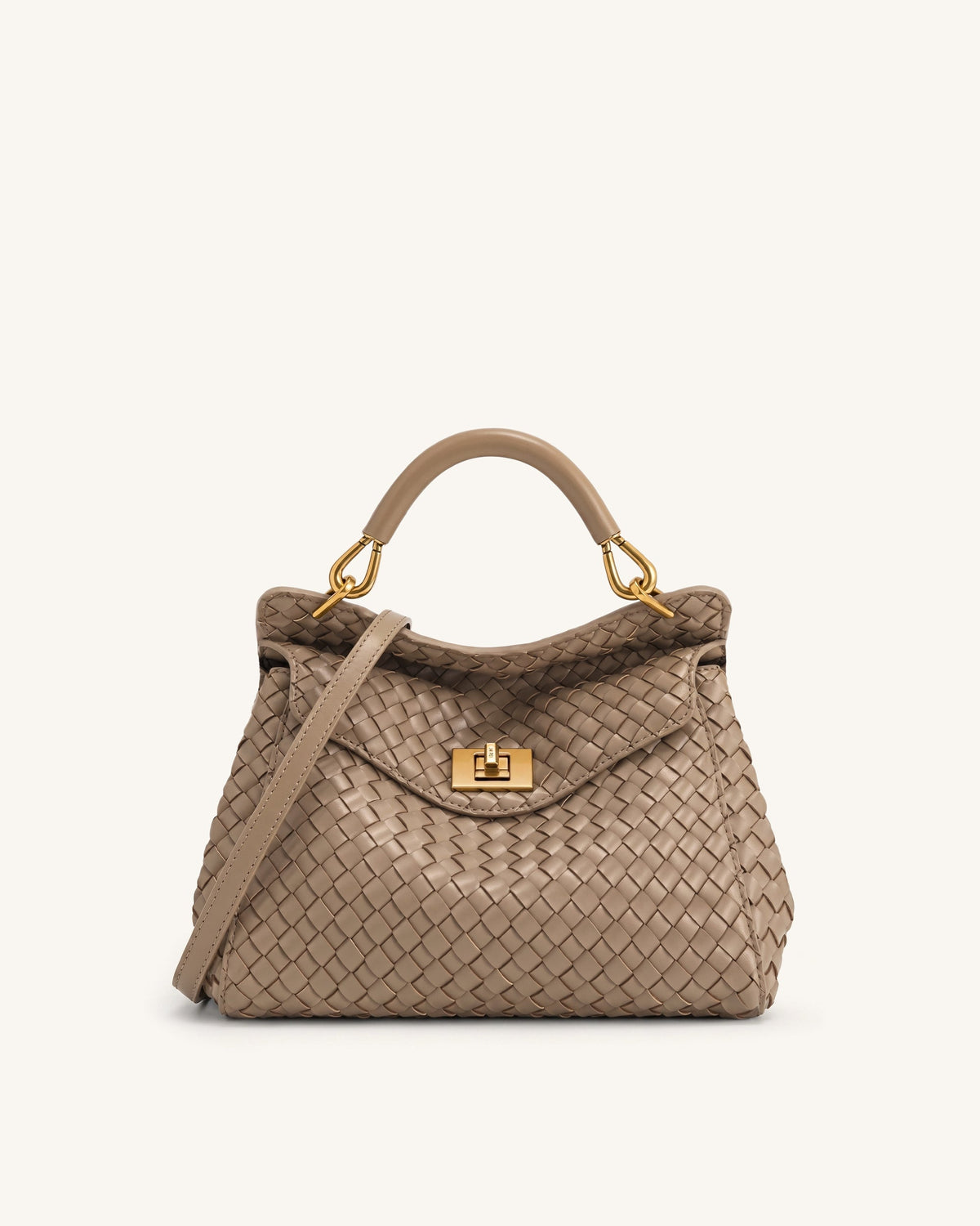 Lucia Classic Woven Top Handle Bag - Taupe | JW PEI