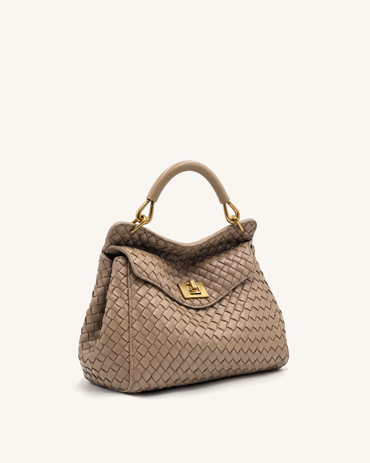 Lucia Classic Woven Top Handle Bag - Taupe | JW PEI