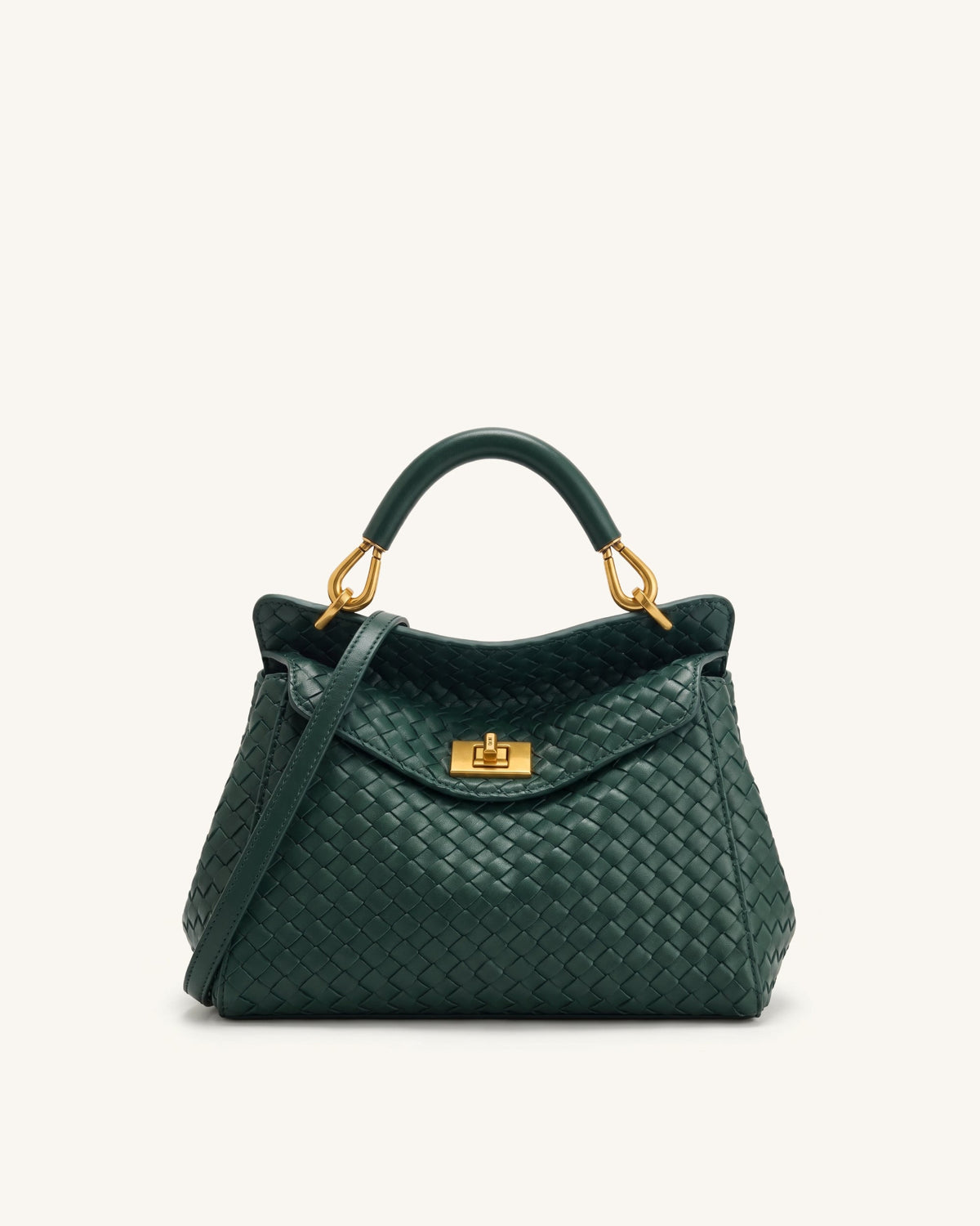 Lucia Classic Woven Top Handle Bag - Forest Green | JW PEI