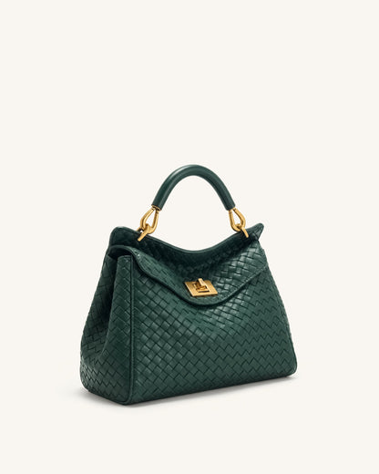 Lucia Classic Woven Top Handle Bag - Forest Green | JW PEI