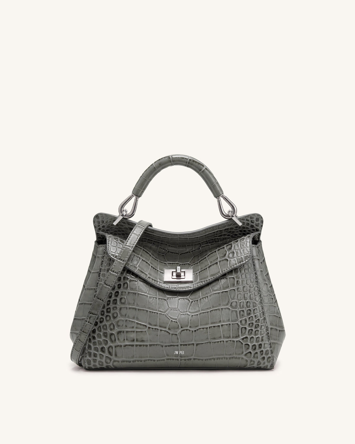 Lucia Classic Top Handle Bag - Grey Croc | JW PEI