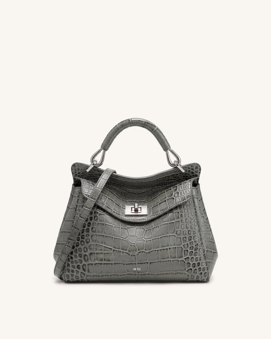 Lucia Classic Top Handle Bag - Grey Croc | JW PEI