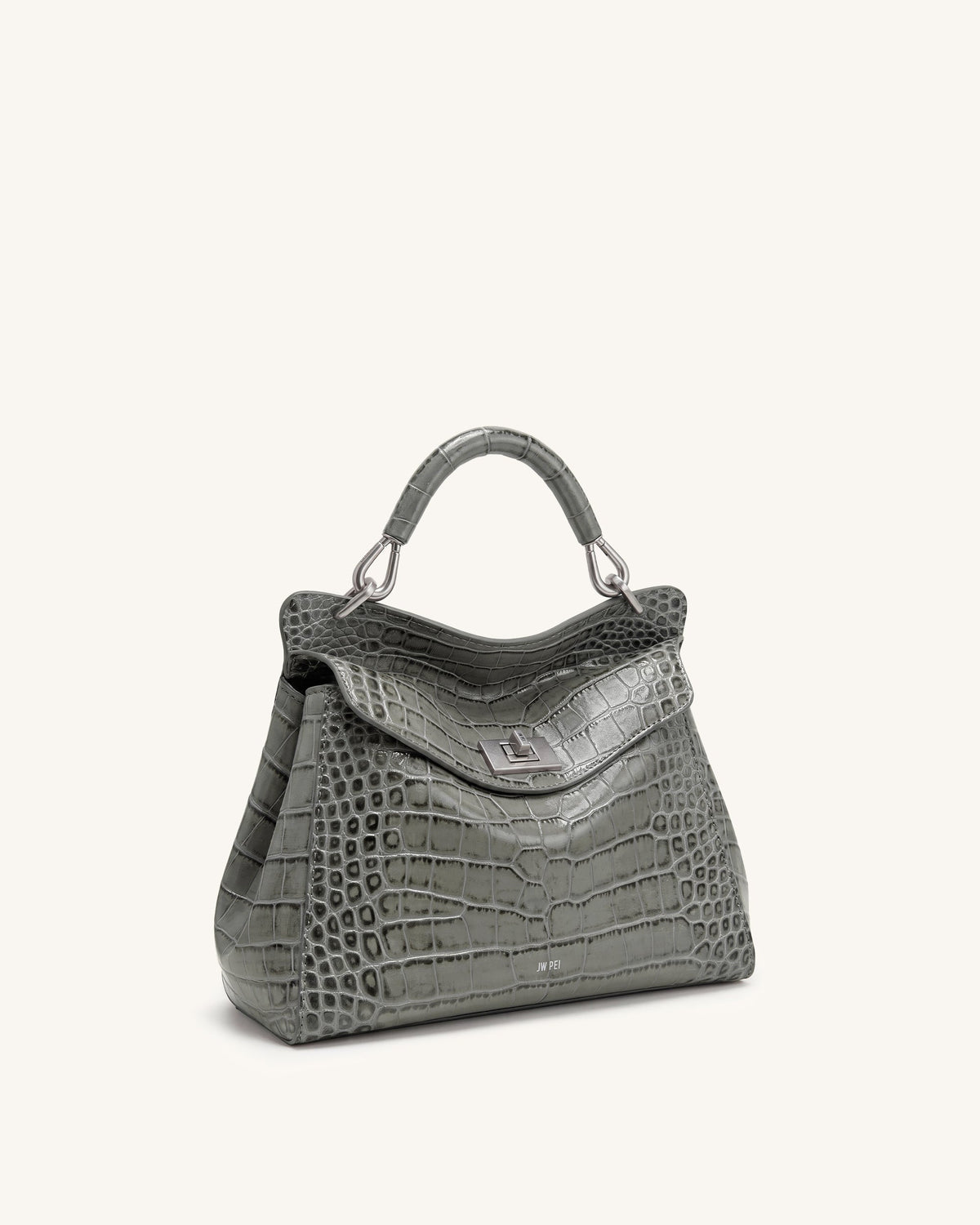 Lucia Classic Top Handle Bag - Grey Croc | JW PEI