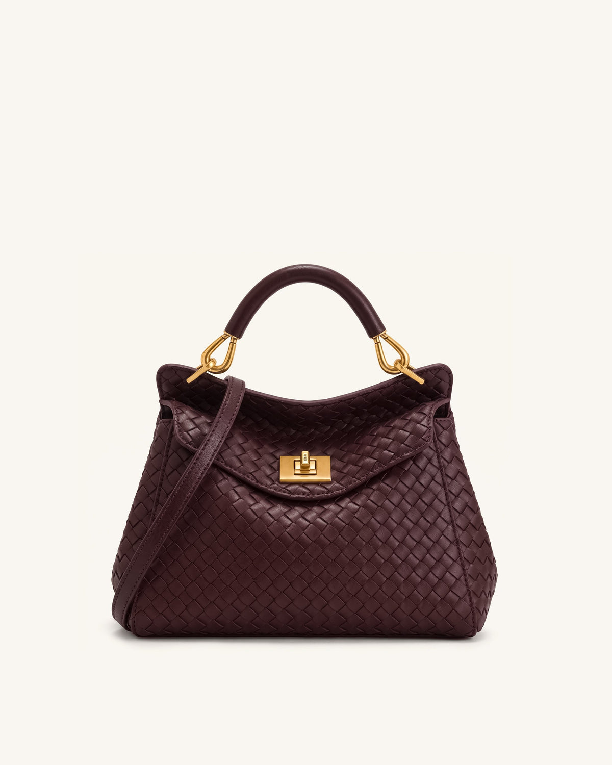 Lucia Classic Woven Top Handle Bag - Dark Burgundy | JW PEI