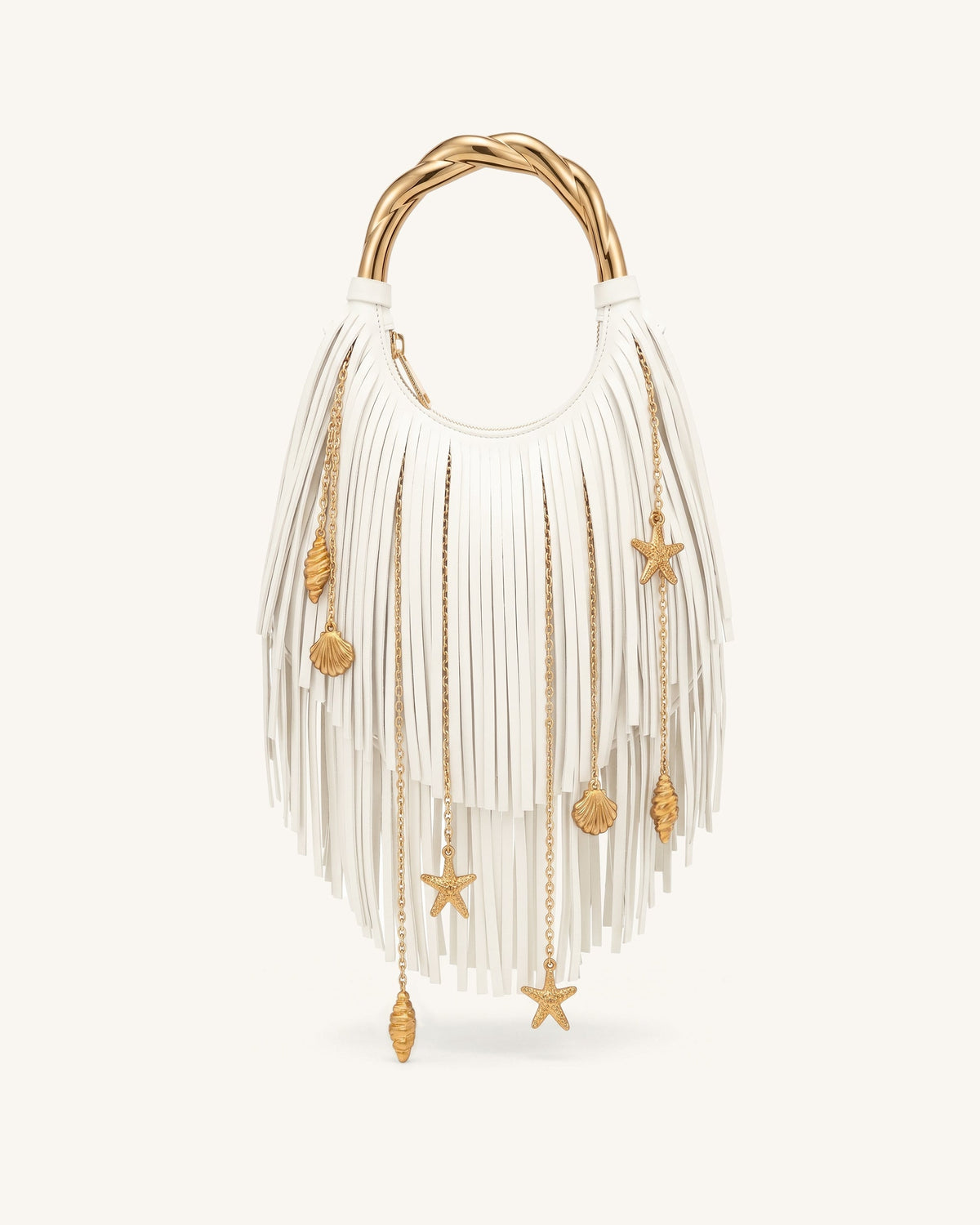 Chloe Metal Handle Fringe Top Handbag - Off White | JW PEI