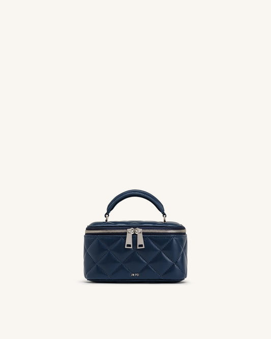 Vivienne Quilted Vanity Top Handle Bag - Navy | JW PEI