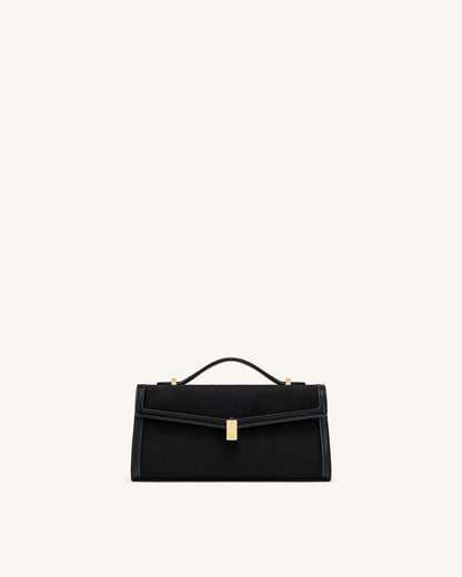 Delphine Faux Suede Top Handle Bag - Black | JW PEI