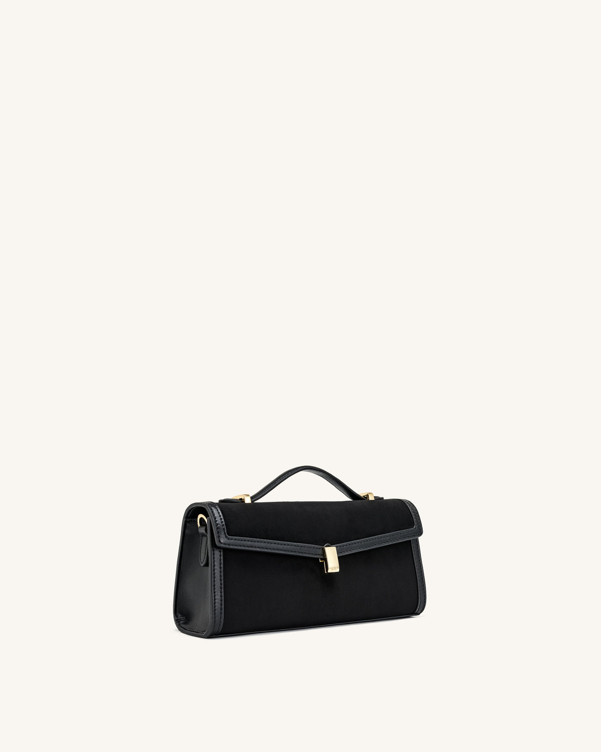 Delphine Faux Suede Top Handle Bag - Black | JW PEI