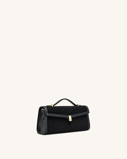 Delphine Faux Suede Top Handle Bag - Black | JW PEI