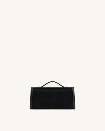 Delphine Faux Suede Top Handle Bag - Black | JW PEI