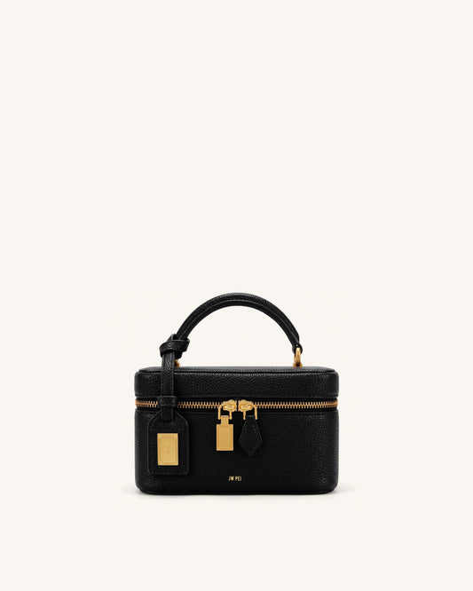 Cleo Box Shape Top Handle Bag - Ink Black | JW PEI