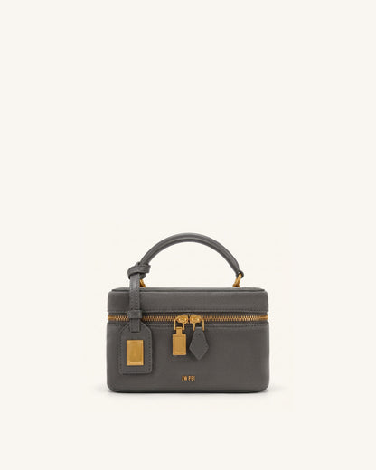 Cleo Faux Suede Box Shape Top Handle Bag - Dark Gray | JW PEI