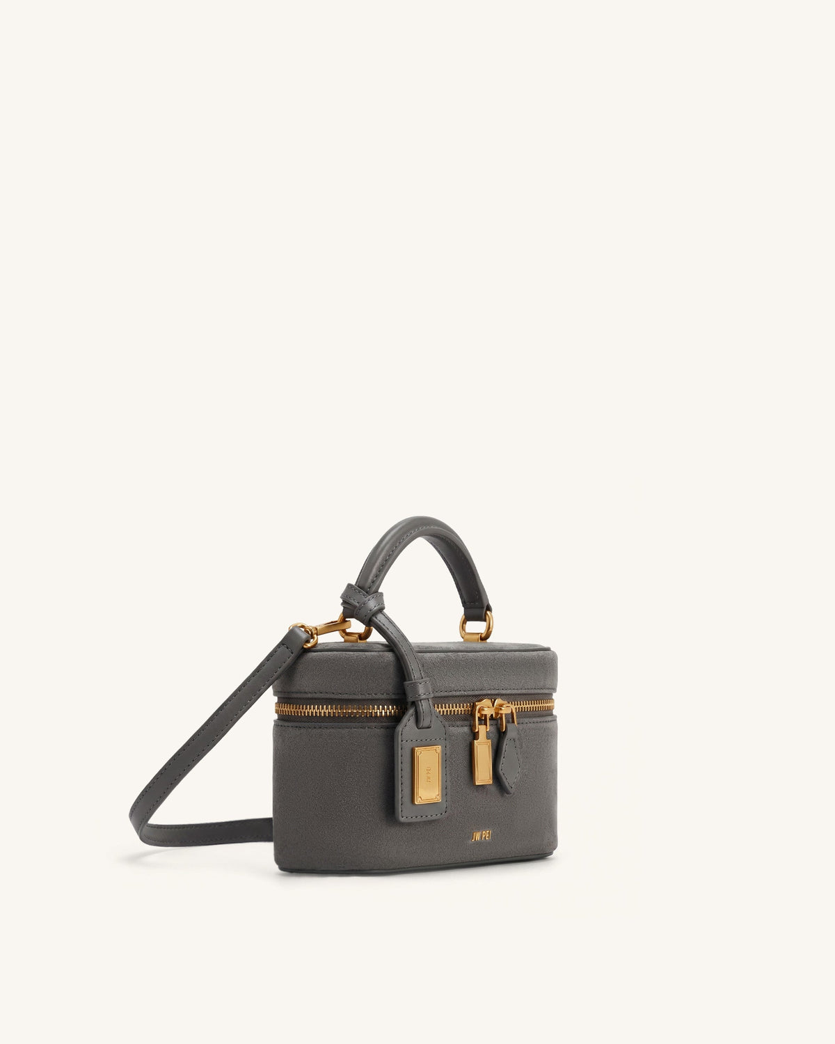 Cleo Faux Suede Box Shape Top Handle Bag - Dark Gray | JW PEI
