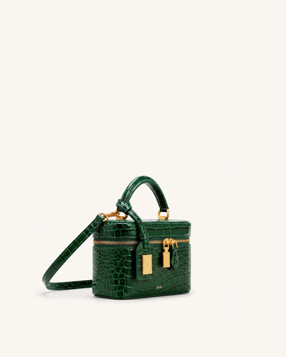Cleo Box Shape Top Handle Bag - Forest Green Croc | JW PEI